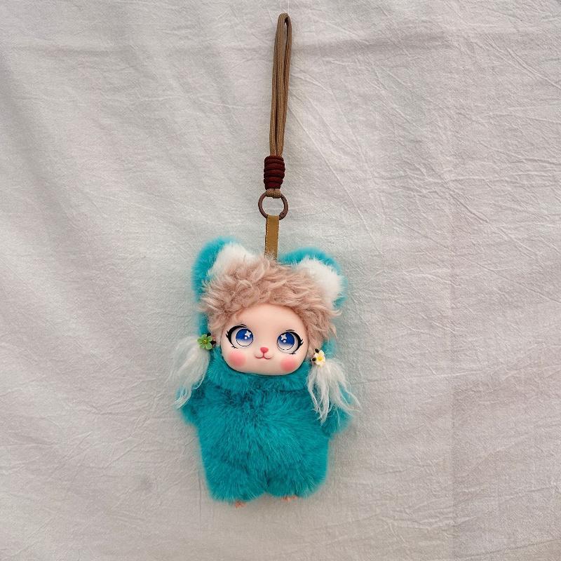 Cute Cartoon Fluffy Curly Hair Vinyl Face Plush Doll Pendant Backpack Hangings Decoration Gifts