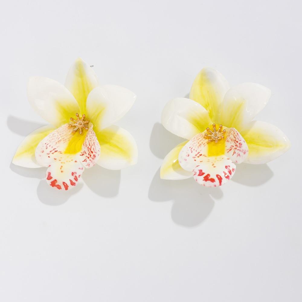 Orchid Flower Necklace Cloth Simulation Flower Earrings Personality Clavicle Chain  Ladies