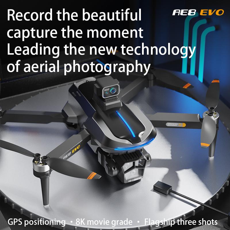 AE8 EVO GPS Drone 8K Professional HD Three Camera with Screen 5G WIFI 360°Obstacle Avoidance Brushless Rc Quadcopter FPV 5G WIFI Transmission UAV