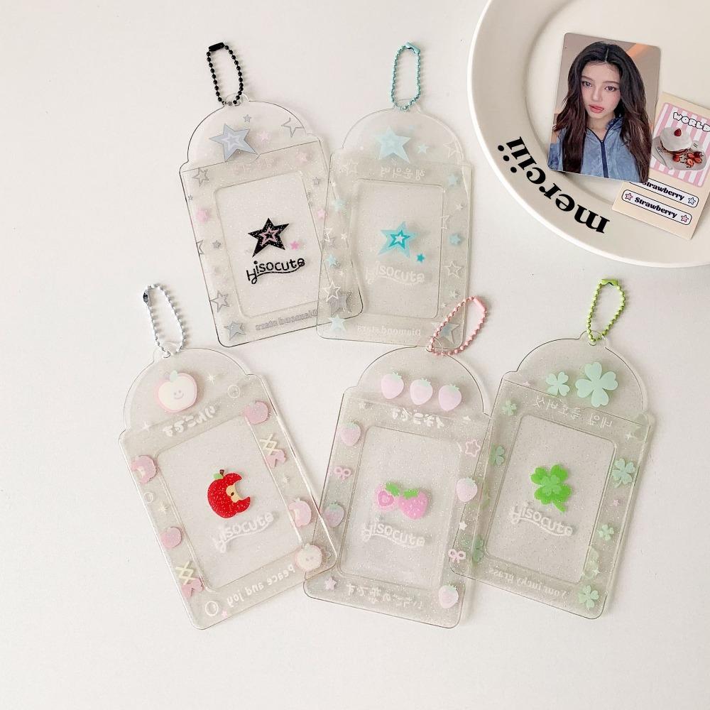 Star Strawberry ID Photo Photocard Frame Keychain Pendant Card Protective Case  School Stationery