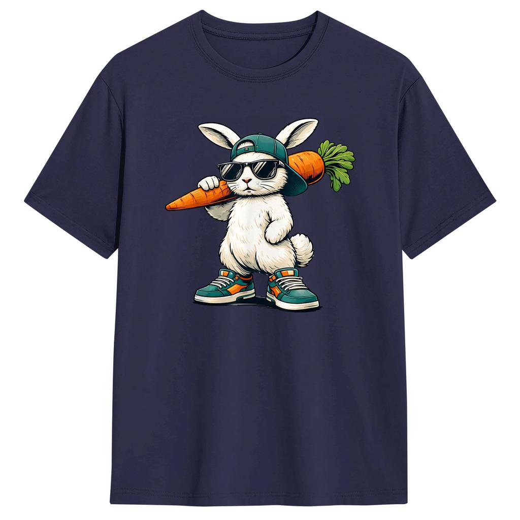 Funny Easter Bunny with Carrot Rabbit T Shirts for Unisex 100 Cotton Funny TShirt O Neck Tees Short Sleeve Clothes Summer