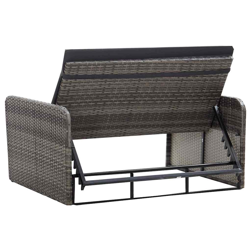 2 Piece Garden Lounge Set with Cushions Poly Rattan Gray