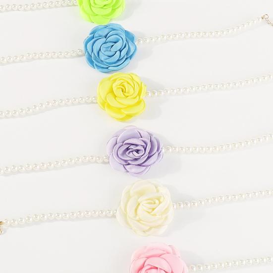 Camellia Faux Pearl Necklace Vintage French Style Elegantní luxusní hypoalergenní dívčí obojkový náhrdelník