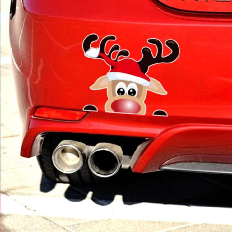 Santa & His Reindeer Car Glass Decal Vehicle Window Sticker Car Window Ornament Vehicle Accessories for Rear Window