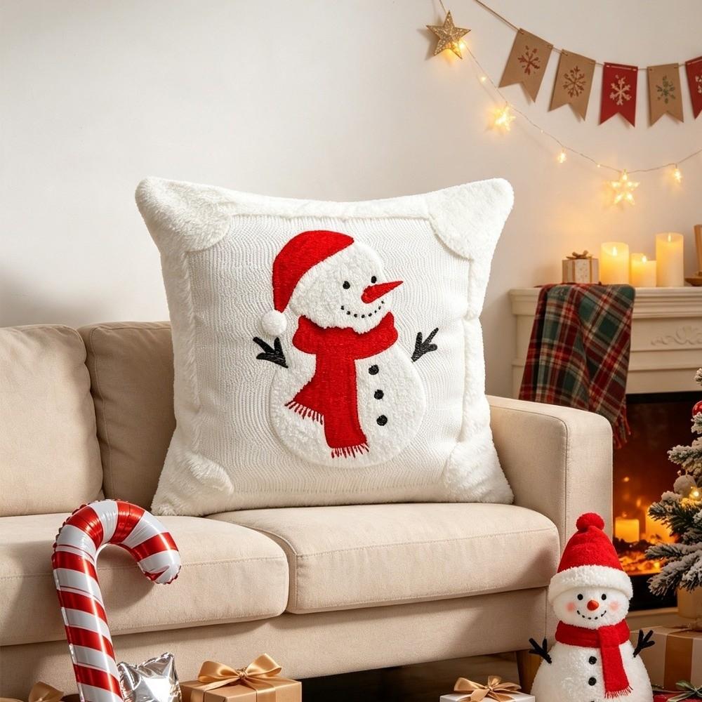 Reindeer Throw Cushion Case Plush Snowman Pillow Cover Christmas Pillow Covers Gift Giving