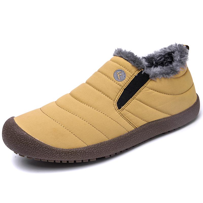 Plush Snow Boots Slip-on Cotton Shoes Winter Warm Casual Sports Shoes Walking Flats Waterproof Daily Shoes