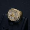 European-American Hip Hop Gold-Plated Rhinestone Titanium Ring for Men