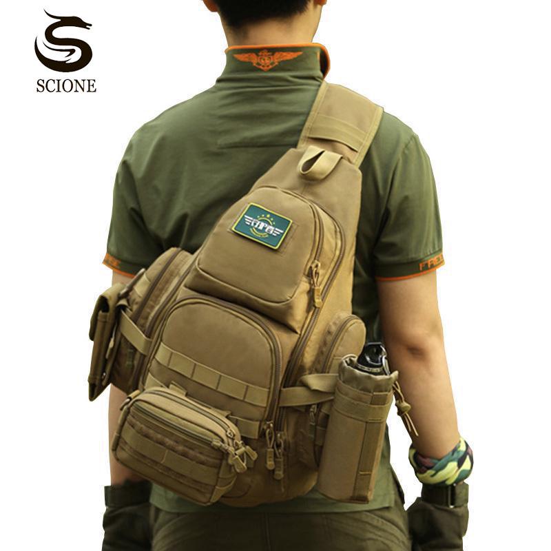 SCIONE Bolsa de peito tática masculina de alta qualidade, acampamento militar, caminhada, caça, pacote esportivo ao ar livre