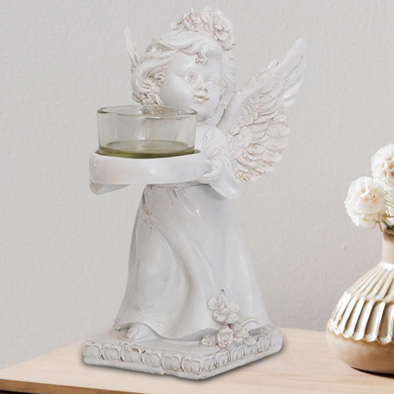 Vintage Home Decor Living Room Bedroom Angel Figurines Christmas Ornament Decorative Angel Candle Holder