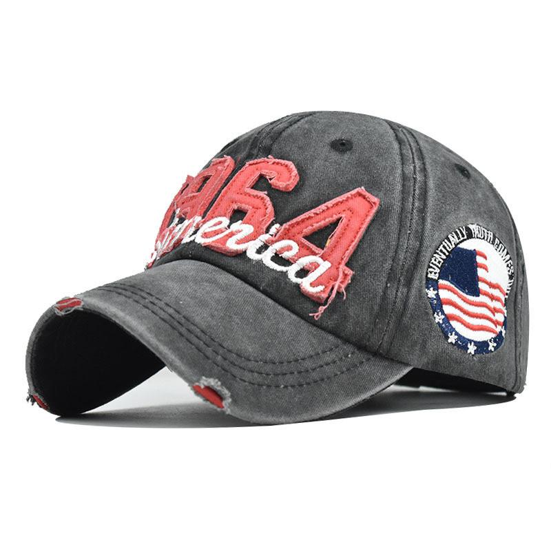 

Cap 1964 Baseball 3d Embroidered American Letter Cotton Breathable Material чорний