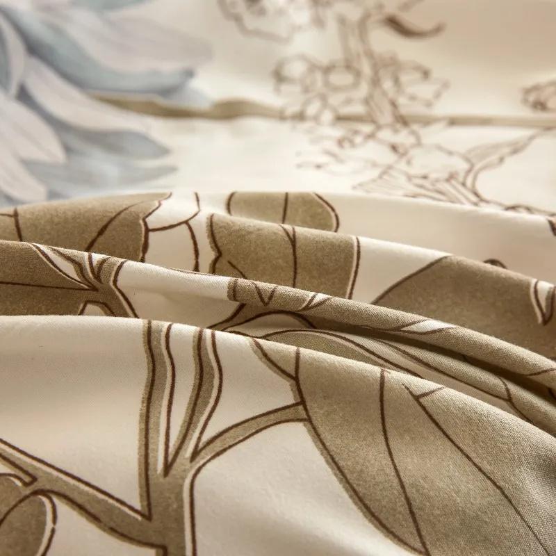 Ensemble 3 pièces Double Couche Coton Style Pastoral Housse de Lit Volants Housse de Lit Imprimé Végétal Jupe de Lit Couvre-lit Simple Double