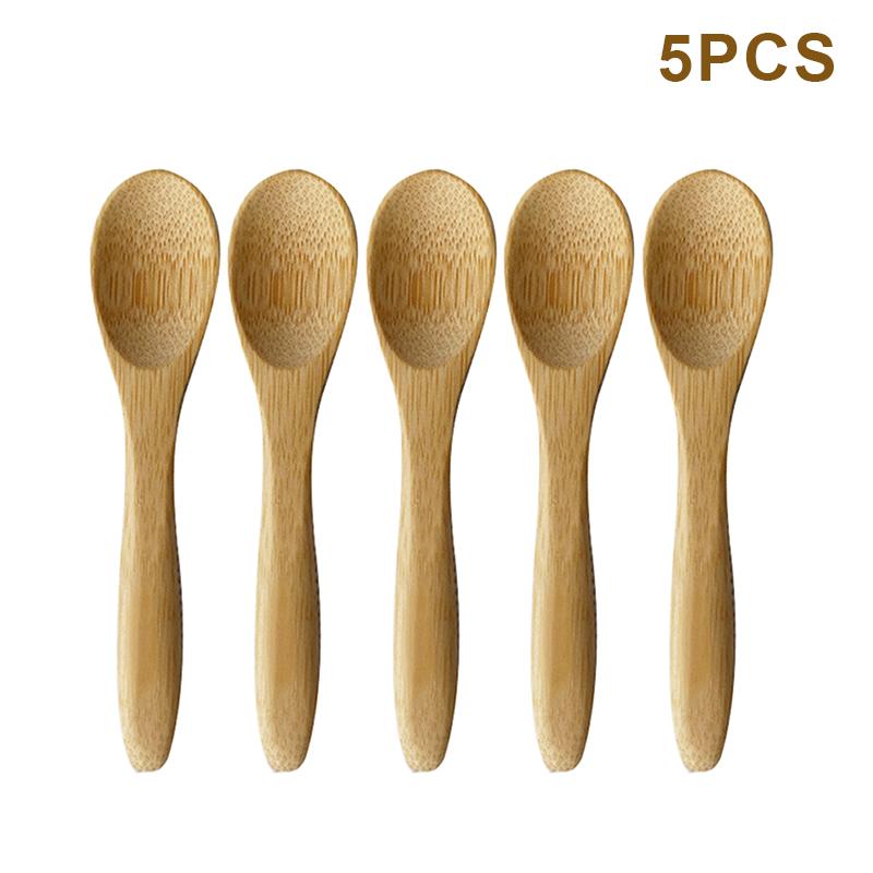 5Pcs Wooden Honey Spoon Ecofriendly Household Tableware Bamboo Kitchen Condiment Scoop Coffee Spoon Dessert Spoon Teaspoon
