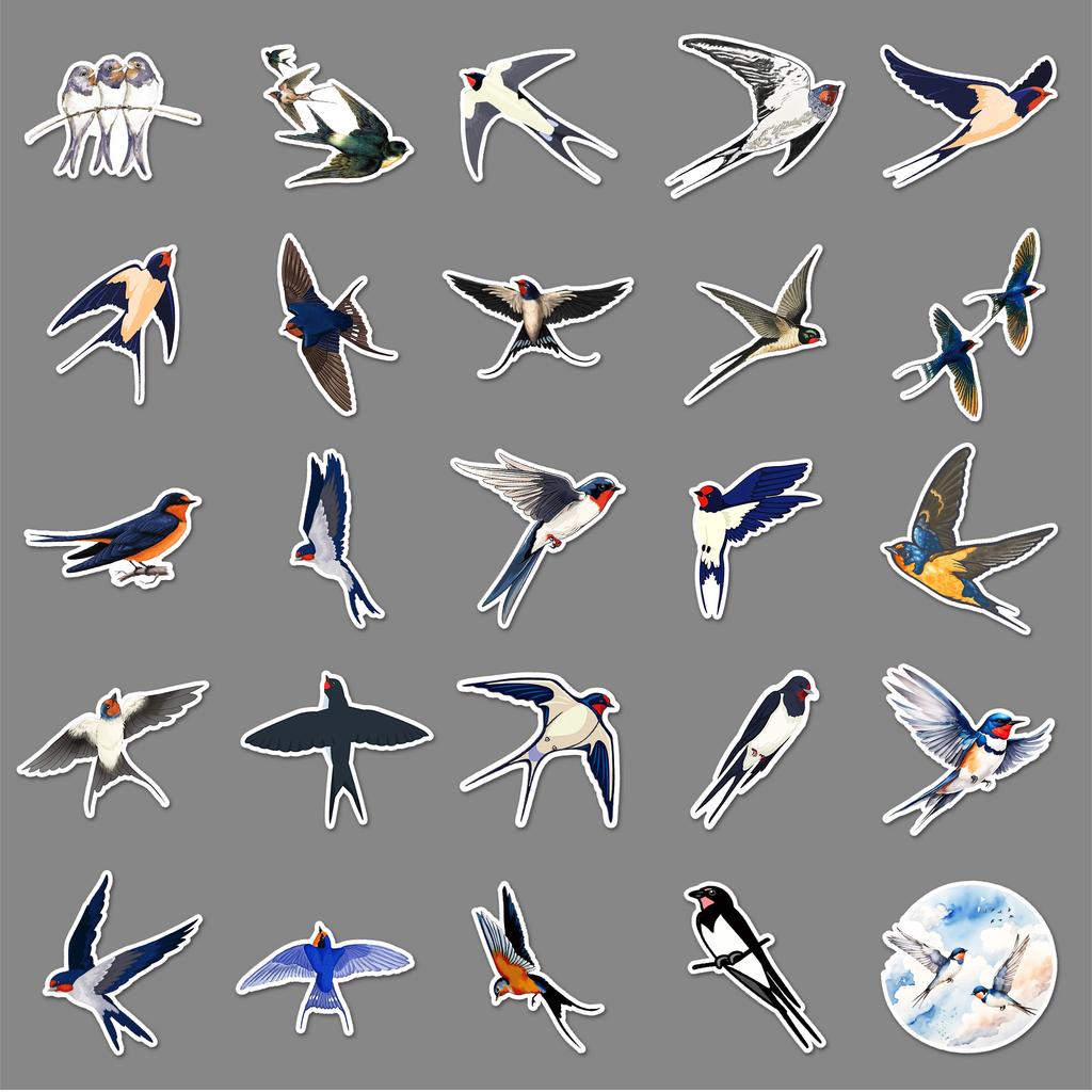 50 Swallow Graffiti Stickers Personalized Cartoon Bird Creative Decorative Mobile Phone Case Water Cup Suitcase Stickers