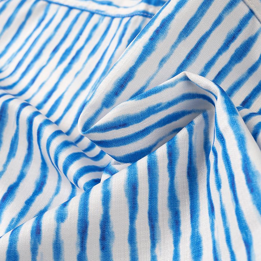 2025 Spring Women's European & American Style Casual Striped Linen Shirt and Simple Shorts Set