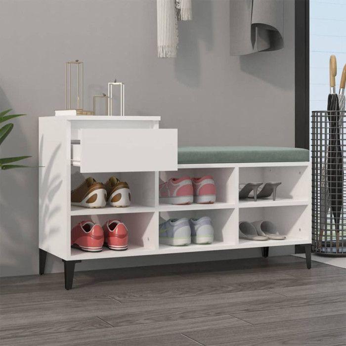VidaXL Shoe Cabinet High Gloss White 102x36x60 Cm Engineered Wood 821214
