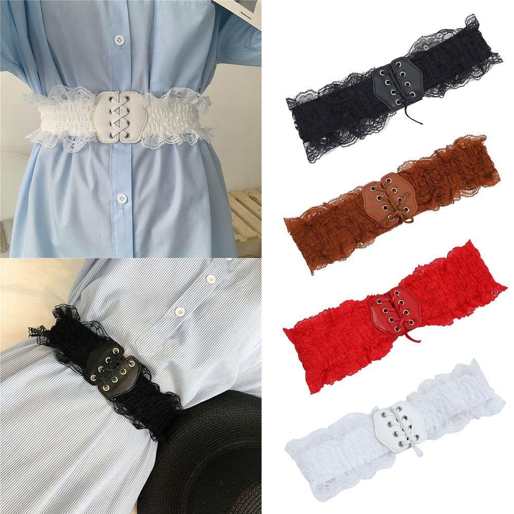 Korean Version Lace Wide Waist Belt Retro Body Shapewear Corset Belts  For Women Lady Girl Bridal