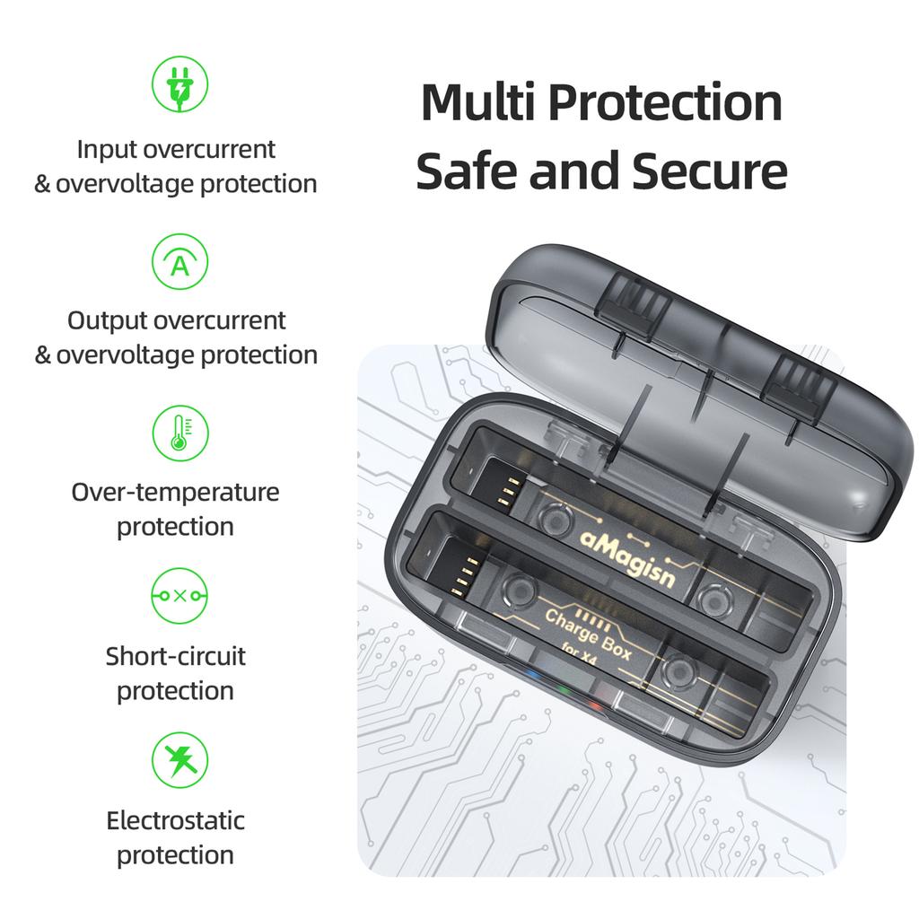 aMagisn AD13 A 2 slot Battery Charger Portable Battery Charging Box Battery Charging Case with TF Card Storage Slots