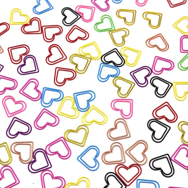 20pcs/set Jelly Color Heart Shape Paper Clips Creative Design Casual Non-sticky Memo Pad Clips Simplicity Bookmark for Book
