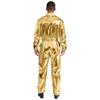 Glanzende Metallic Turn-down Kraag Lange Mouwen Hoge Taille Jumpsuit Heren Halloween Kostuum