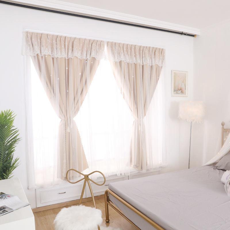 2 פנלים וילונות Autohesion לחלונות לחדר שינה בנות ילדים תינוק וילון חלון כפול שכבה כפולה כוכב חתוך סלון עיצוב קיר בית