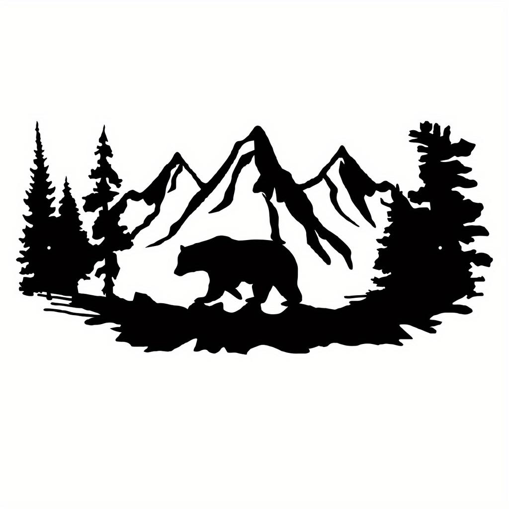 Forged Metal Bear Wall Art Modern Outdoor Decor Iron Animal Sculpture