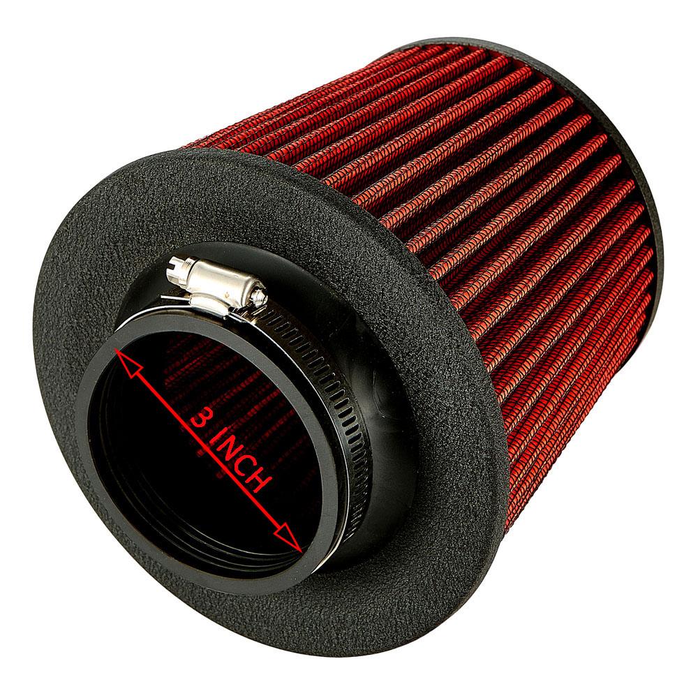 Universal Black And Red 3" Inch 76mm 3.5" inch 89mm Air Intake Cone Filter Replacement Quality Dry Air Filter