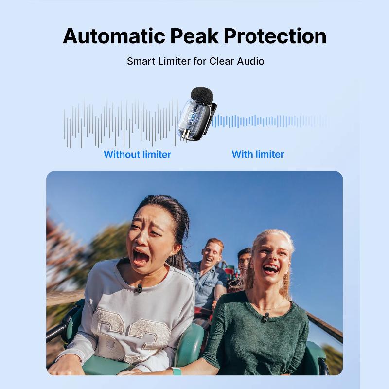 Mini 2 Wireless Lavalier Microphone for Type‑C IPhone No Case, AI Noise Cancel for Vlogging Live Stream Interview Recording Anti-interference Strong
