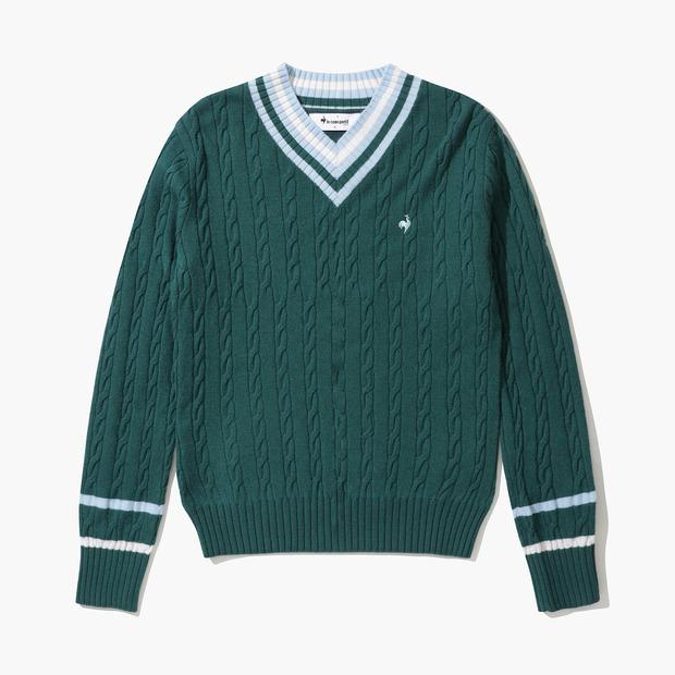 LECOQ GOLF Women'S V-Neck Cable Sweater