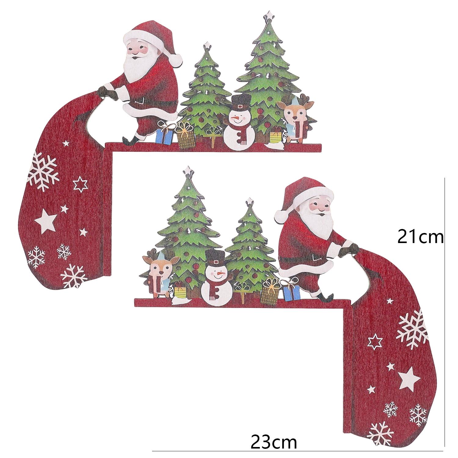 

Door Frame Decoration Wood Christmas Door Frame Corner Decoration Santa Claus Reindeer Snowman Home Christmas Hanging Pendant