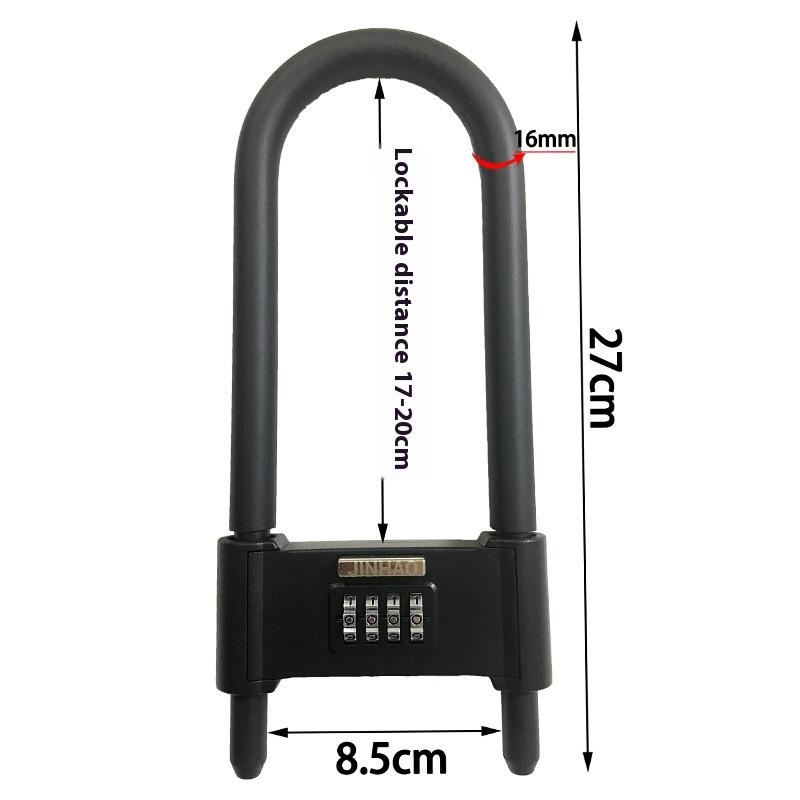 All Metal U-Lock Password Door Lock Secure Password Lock for Electric vehicle Bicycles Anti-Theft Anti-Pry Anti-Cut