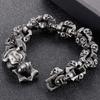 Punk Leopardenkopf Herrenarmband für Männer Edelstahl 18MM Breite Totenkopf Glieder Herrenarmbänder Halloween Biker Gothic Schmuck 24CM
