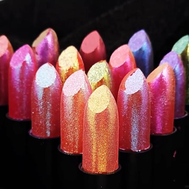 Wasserdichter Metallischer Lippenstift mit Glitzer-Finish - 15 Lebendige Farben