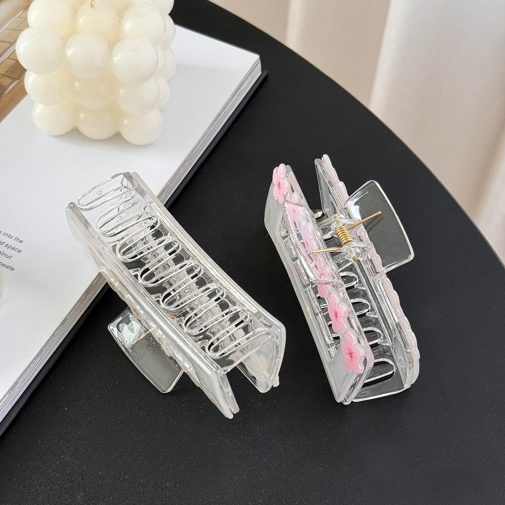 Fashionable Acrylic Hair Claw Clip Graceful Cherry Blossom Pattern For Everyday Use