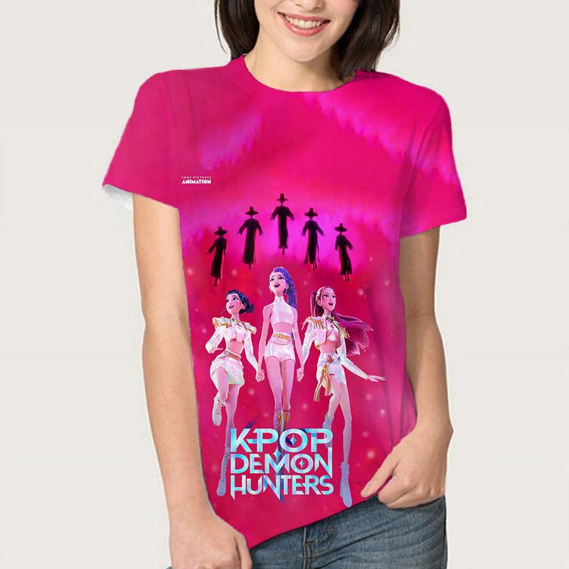 Letní KPop Lovci démonů Trička Huntrix Girl Kpop Tričko Jinu Zoey Rumi Mira Saja Kluci Cool Trička s krátkým rukávem Trička Topy