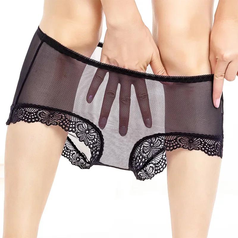 Ropa Interior Femenina  Underwear Women Panties Large Size 3XL Soft Lace Mesh Fully Transparent and Thin Sexy Panties Lingerie