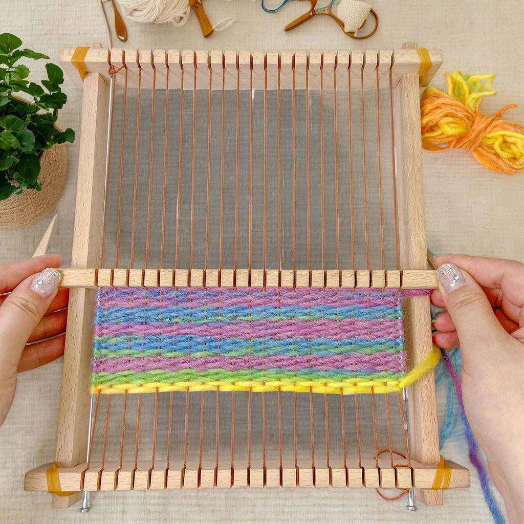 Weaving Craft Kit Wooden Weaving Set For Beginner Reusable Yarn Knitting Tools Lightweight Hand-Knit Machine For Beginners