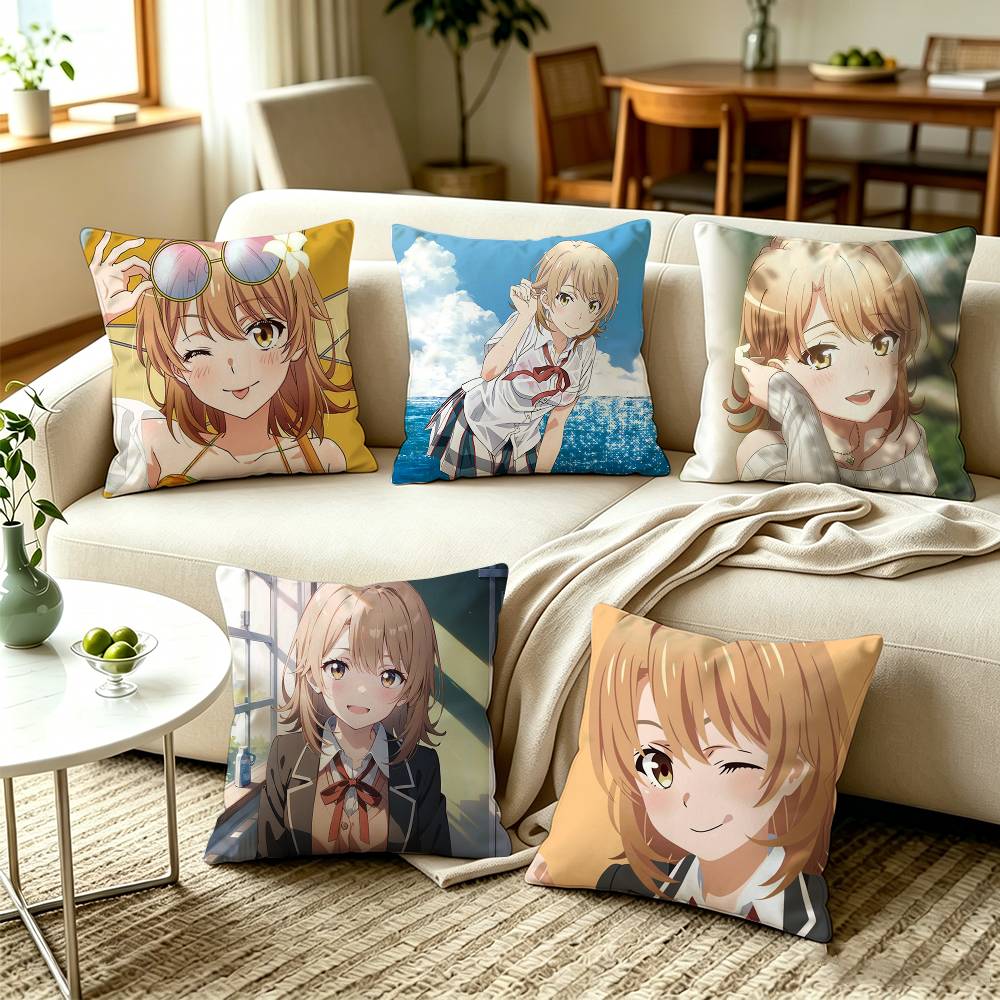 IIroha Isshiki My Teen Romantic Comedy SNAFU Pillow Case Square DoubleSided Sofa Cushion Cover Bedroom Bedside Pillow