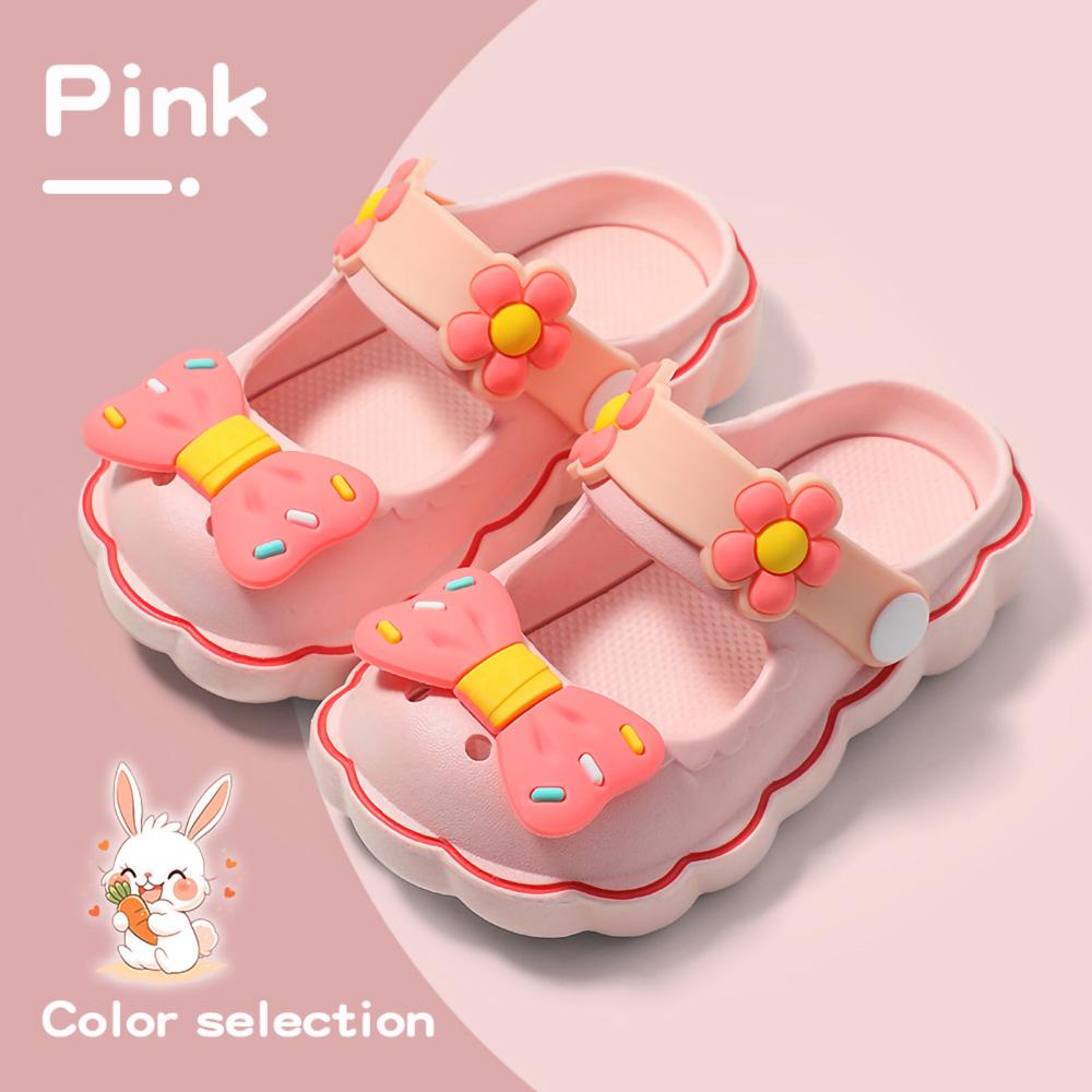 Summer 3-8year Kids Mules & Clogs Children Sandals Girls Garden Shoes Flowers Slippers Solid Soft Sole Beach Princess Sandalias