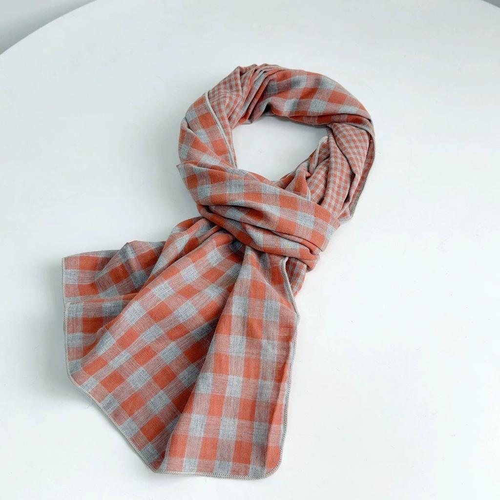 Retro britský styl bavlněný kostkovaný šátek oboustranný módní preppy šátky venkovní šátek na ochranu před sluncem