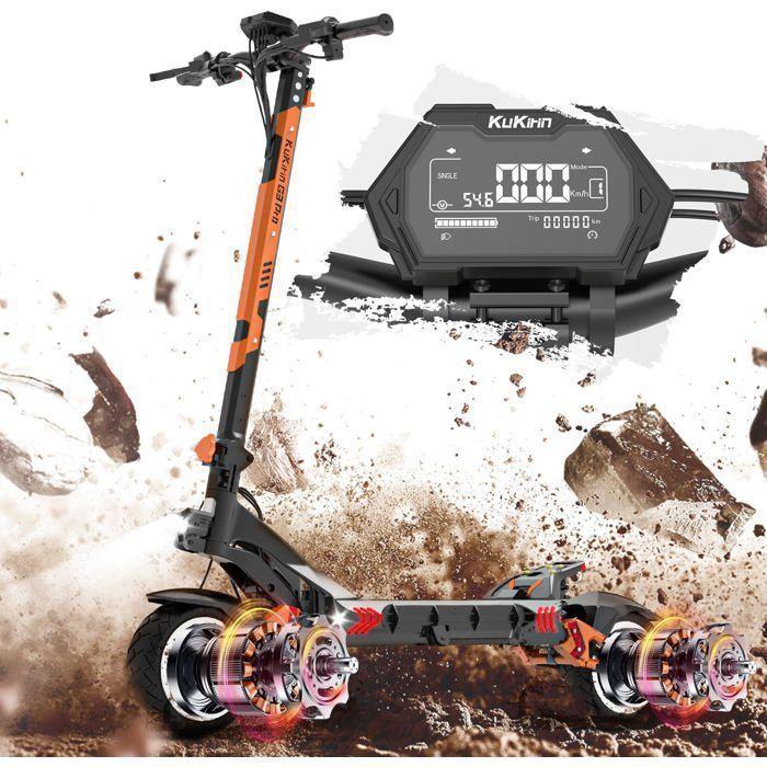 Scooter Électrique KuKirin G3 Pro -- - Deux Moteurs 2400 W - 52 V - 23 Ah - Vitesse Maximale 65 Km/h