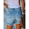 Magic Queen Export Summer Amazon Fashion Street Curling Ripped Straight Women's Denim Shorts Shorts