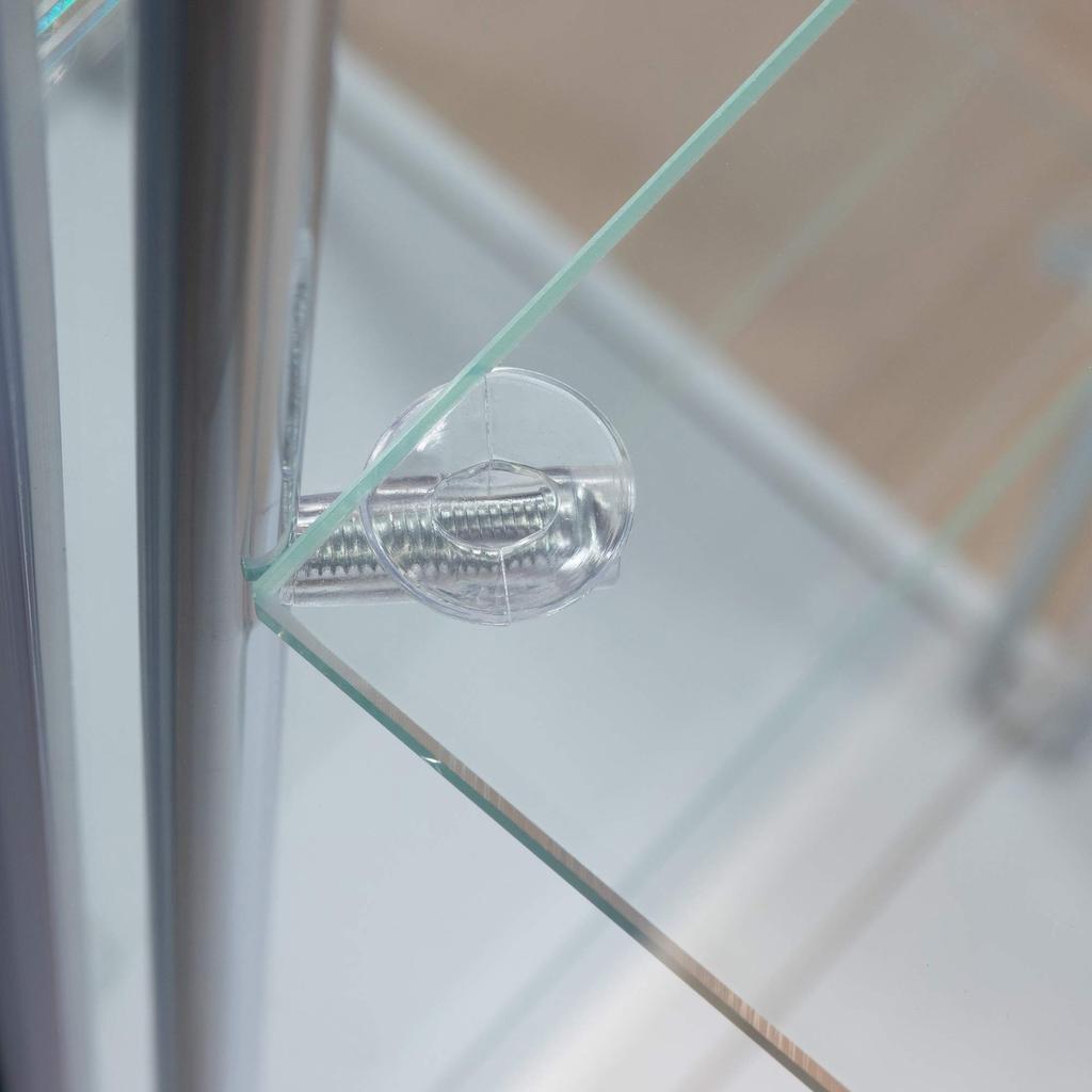 Carcasă pentru figurine Fuji Boeki Collection, cu 4 niveluri, lățime x adâncime x înălțime, 120 cm, ansamblu oglindă retrovizoare din sticlă securizată albă, produs 97338, 42,5 36,5