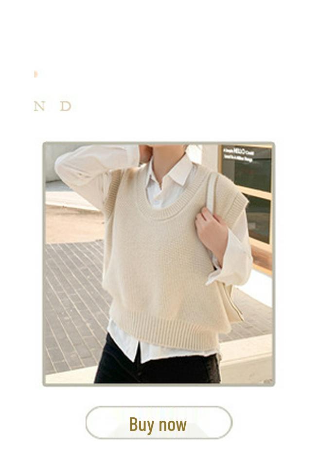 Women's Korean Style Knit Pullover Vest - Casual College Sweater Top