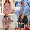 New European and American Women's Clothing Wish Dress Long-sleeved V-neck Sequined Waist-wrapped Hip Skirt