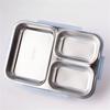 Stainless Steel Lunch Box Kitchen Snack Food Container Lunch Box 24.5x17.5x6cm Three Compartments With Silicone Seals Lids