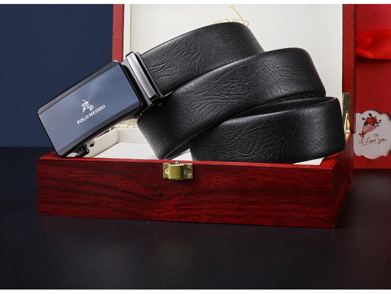 Paul Messier Men's Top Layer Cowhide Leather Belt with Automatic Buckle - Casual Youth Style