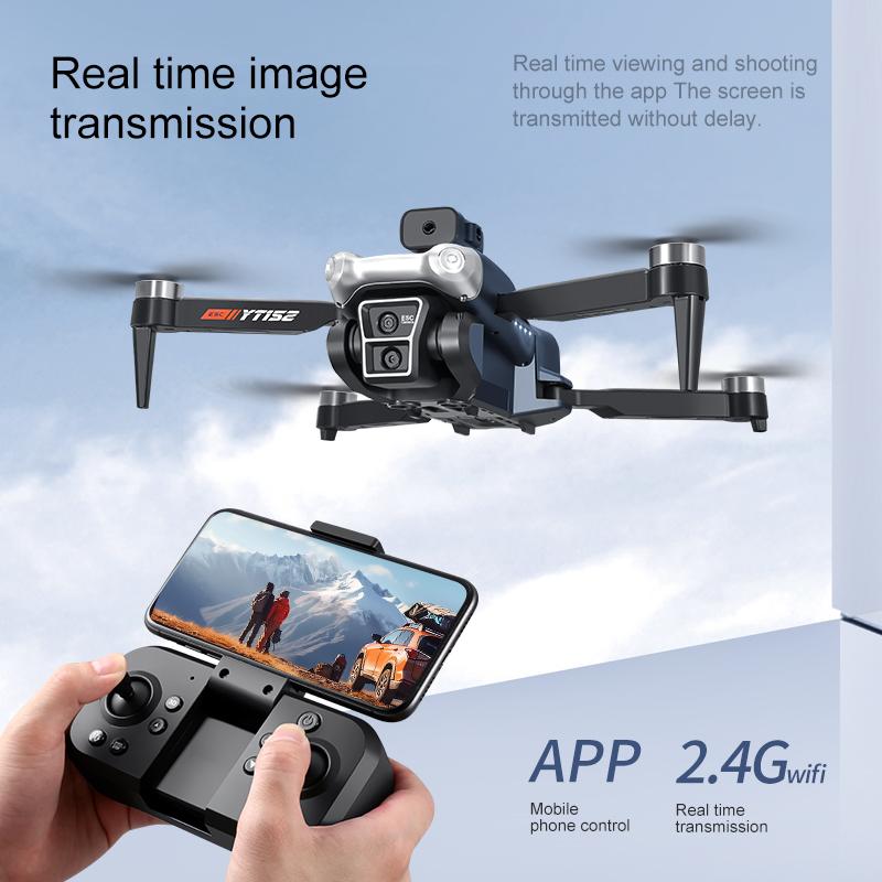 Nový YT152 MINI Drone 8K Tři kamery Wiif Optické polohování toku Vyhýbání se překážkám Bezkartáčové dálkové ovládání Čtyřosé letadlo Hračka Dárek Děti