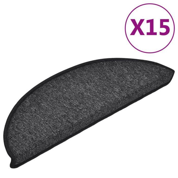 VidaXL Stair Carpet 15 Pieces 56 X 17 X 3 Cm Anthracite Semicircular 133876