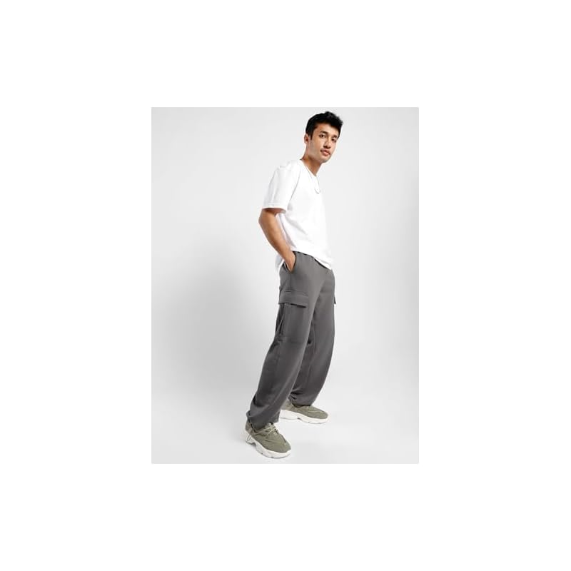 NOBERO Men's Grey Onyx Oversized Joggers,Grey,Men-M