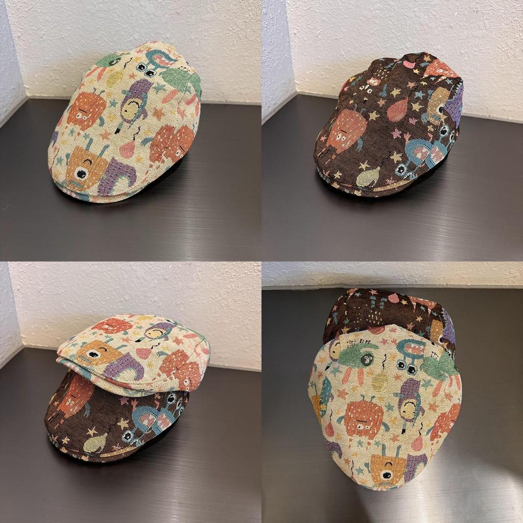 Small Faceenhancing Beret Hat With Cartoon Monster Design For Summer Casual Wear